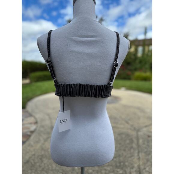 MSRP $98 LNDN Originally Sold at Free People Cropped Denim Bustier Size M - Picture 3 of 8